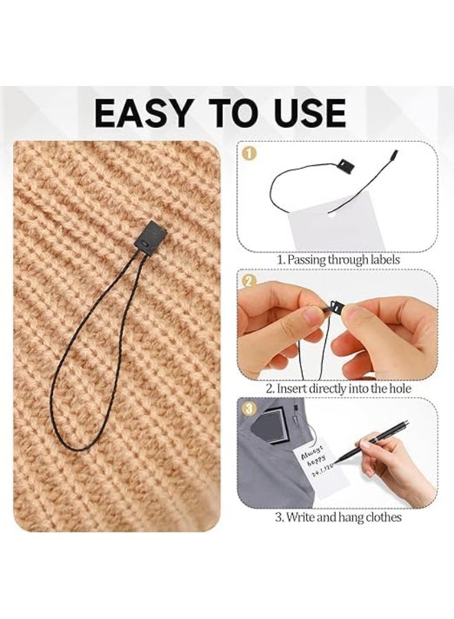 خيط لتعليق الملابس وشنط الهدايا وبطاقات الاسعار والاحذية، حلقة قفل بمشبك وخطاف، حبل للاحزمة، مربعات الجيب، ملحقات ملصقات الامتعة، 1000 قطعه من النايلون مقاس17سم (الاسود) - Image 3